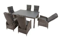 OUTFLEXX Dining Set, Grau, Polyrattan, Tisch 180x120cm, Spraystone, 8mm, 6 Dining Sessel, Verstellbar -Gartenmoebel Verkaufs-Shop 11 20659.jpg