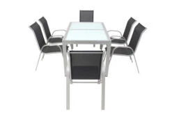 VILLANA Esstischgruppe, Silber/schwarz, Alu/Textil, Ausziehtisch 160/220 Cm, 6 Stapelstühle 25 VILLANA Esstischgruppe, Silber/schwarz, Alu/Textil, Ausziehtisch 160/220 Cm, 6 Stapelstühle -Gartenmoebel Verkaufs-Shop 12 13870.jpg