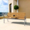 OUTFLEXX Gartenbank, FSC-Teakholz/Edelstahl, 3-Sitzer, 160x55x80cm
