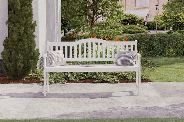 VILLANA Gartenbank, Weiß, Akazienholz, 152 X 59 X 86 Cm, 2-3 Personen, Klapptisch-Funktion 4 VILLANA Gartenbank, Weiß, Akazienholz, 152 X 59 X 86 Cm, 2-3 Personen, Klapptisch-Funktion – Bild 2