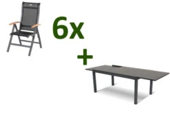 HARTMAN Esstischgruppe, Xerix-anthrazit, Alu/HPL, 4x4 Textilen, 260/160x90 Cm, 6 Personen