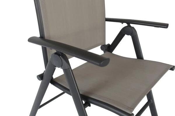 VILLANA Sitzgruppe, Anthrazit/grau, Alu/Textil, Tisch 160/220 Cm, 6 Stapelstühle, 2 Hochlehner 15 VILLANA Sitzgruppe, Anthrazit/grau, Alu/Textil, Tisch 160/220 Cm, 6 Stapelstühle, 2 Hochlehner – Bild 13