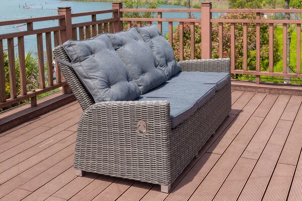 OUTFLEXX Dining 3-Sitzer Sofa, Grau, Polyrattan, 210 X 83 X 110 Cm, Mehrfach Verstellbar 14 OUTFLEXX Dining 3-Sitzer Sofa, Grau, Polyrattan, 210 X 83 X 110 Cm, Mehrfach Verstellbar – Bild 12