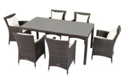 OUTFLEXX Dining Set, Braun Marmoriert, Polyrattan, Tisch 180x100cm, Spraystone, 6mm, 6 Sessel -Gartenmoebel Verkaufs-Shop 14 21232.jpg