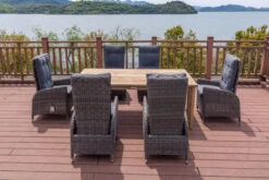 OUTFLEXX Esstischgarnitur, Polyrattan/Teakholz, Tisch 200 X 100 Cm, 6 Hochlehner- Diningsessel, Inkl. Polster 34 OUTFLEXX Esstischgarnitur, Polyrattan/Teakholz, Tisch 200 X 100 Cm, 6 Hochlehner- Diningsessel, Inkl. Polster -Gartenmoebel Verkaufs-Shop 15 19371.jpg