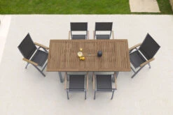 VILLANA Esstischgarnitur, Silber/schwarz, Alu / FSC-Akazienholz, Ausziehtisch 150/200 Cm, 4 Stapelsessel, 2 Hochlehner 21 VILLANA Esstischgarnitur, Silber/schwarz, Alu / FSC-Akazienholz, Ausziehtisch 150/200 Cm, 4 Stapelsessel, 2 Hochlehner -Gartenmoebel Verkaufs-Shop 16465 3 CGI.jpg