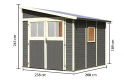 KARIBU Anlehnhaus Bomlitz 3, Terragrau, Fichtenholz 19mm, 255 X 268 X 243 Cm, Pultdach, Exkl. Fußboden -Gartenmoebel Verkaufs-Shop 17864 5 05.jpg