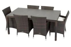 OUTFLEXX Dining Set, Braun Marmoriert, Polyrattan, Tisch 180x100cm, Spraystone, 6mm, 6 Sessel -Gartenmoebel Verkaufs-Shop 17 21232.jpg