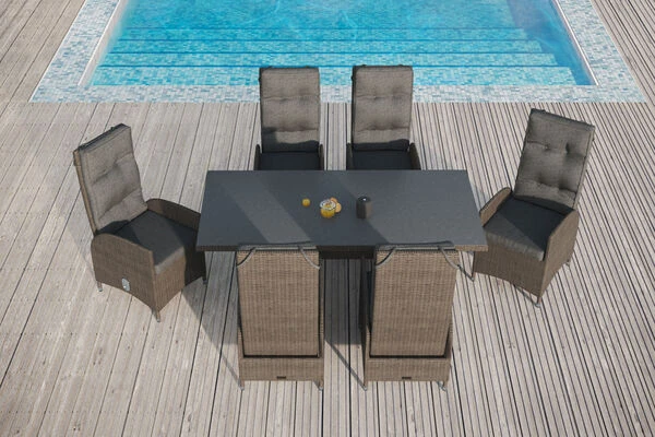 OUTFLEXX Dining Set, Grau, Polyrattan, Tisch 200 X 95 Cm, 6 Sessel, Verstellbar 13 OUTFLEXX Dining Set, Grau, Polyrattan, Tisch 200 X 95 Cm, 6 Sessel, Verstellbar – Bild 11