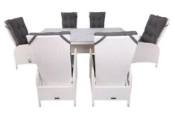 OUTFLEXX Dining Set, Weiß, Polyrattan, Tisch 200x95cm, Spraystone 6mm, 6 Dining Sessel Verstellbar 39 OUTFLEXX Dining Set, Weiß, Polyrattan, Tisch 200x95cm, Spraystone 6mm, 6 Dining Sessel Verstellbar -Gartenmoebel Verkaufs-Shop 18 20672.jpg