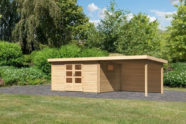 KARIBU Gartenhaus Trittau 5, Naturbelassen, Fichtenholz 40mm, 576 X 297 X 217 Cm, Pultdach, Anbau 3,3m Mit Rückwand 3 KARIBU Gartenhaus Trittau 5, Naturbelassen, Fichtenholz 40mm, 576 X 297 X 217 Cm, Pultdach, Anbau 3,3m Mit Rückwand
