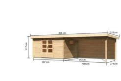 KARIBU Gartenhaus Trittau 5, Naturbelassen, Fichtenholz 40mm, 806 X 297 X 217 Cm, Pultdach, Anbau 4,4m Mit Rückwand 16 KARIBU Gartenhaus Trittau 5, Naturbelassen, Fichtenholz 40mm, 806 X 297 X 217 Cm, Pultdach, Anbau 4,4m Mit Rückwand -Gartenmoebel Verkaufs-Shop 19433 9 05.jpg