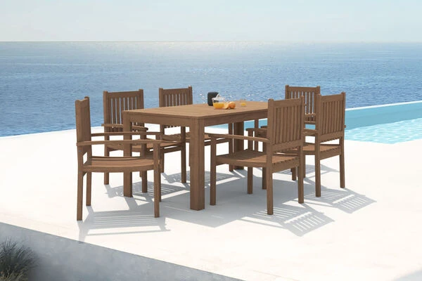 OUTFLEXX Esstischgarnitur, Natur, FSC-Akazienholz, Tisch 160 X 90 Cm, 6 Gartenstühle 3 OUTFLEXX Esstischgarnitur, Natur, FSC-Akazienholz, Tisch 160 X 90 Cm, 6 Gartenstühle