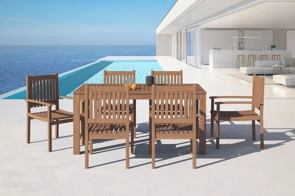 OUTFLEXX Esstischgarnitur, Natur, FSC-Akazienholz, Tisch 160 X 90 Cm, 6 Gartenstühle 4 OUTFLEXX Esstischgarnitur, Natur, FSC-Akazienholz, Tisch 160 X 90 Cm, 6 Gartenstühle – Bild 2