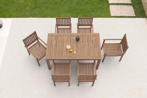 OUTFLEXX Esstischgarnitur, Natur, FSC-Akazienholz, Tisch 160 X 90 Cm, 6 Gartenstühle 5 OUTFLEXX Esstischgarnitur, Natur, FSC-Akazienholz, Tisch 160 X 90 Cm, 6 Gartenstühle – Bild 3