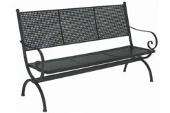 MBM Bank Romeo, Marone, Schmiedeeisen Verzinkt, Pulverbeschichtet, 3-Sitzer, 171x101x68 Cm