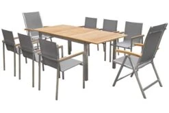 OUTFLEXX Set, Silber, 150 X 90 Cm, Edelstahl/Teak, Ausziehtisch, 6 Stühle, 2 Multipositionssessel -Gartenmoebel Verkaufs-Shop 1 14237.jpg