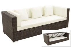 OUTFLEXX 3-Sitzer Sofa, Braun Marmoriert, Polyrattan, 210 X 85 X 70 Cm, Wasserfeste Kissenbox