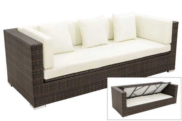OUTFLEXX 3-Sitzer Sofa, Braun Marmoriert, Polyrattan, 210 X 85 X 70 Cm, Wasserfeste Kissenbox 3 OUTFLEXX 3-Sitzer Sofa, Braun Marmoriert, Polyrattan, 210 X 85 X 70 Cm, Wasserfeste Kissenbox