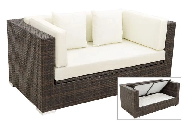 OUTFLEXX 2-Sitzer Sofa, Braun Marmoriert, Polyrattan, 152 X 85 X 70 Cm, Wasserfeste Kissenbox 3 OUTFLEXX 2-Sitzer Sofa, Braun Marmoriert, Polyrattan, 152 X 85 X 70 Cm, Wasserfeste Kissenbox