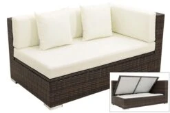 OUTFLEXX 2-Sitzer Ecksofa, Braun Marmoriert, Polyrattan, 145 X 85 X 70 Cm, Wasserfeste Kissenbox, Armlehne Li.