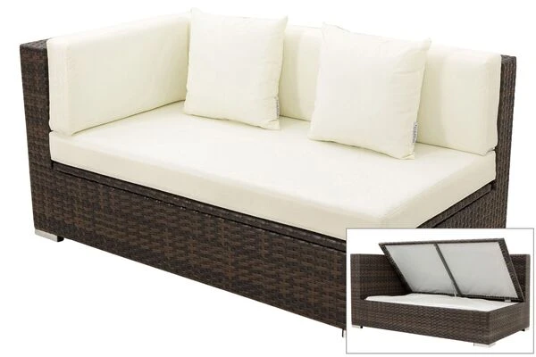 OUTFLEXX 2-Sitzer Ecksofa, Braun Marmoriert, Polyrattan, 145 X 85 X 70 Cm, Wasserfeste Kissenbox, Armlehne Re. 3 OUTFLEXX 2-Sitzer Ecksofa, Braun Marmoriert, Polyrattan, 145 X 85 X 70 Cm, Wasserfeste Kissenbox, Armlehne Re.