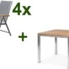 OUTFLEXX Esstischgarnitur, Edelstahl / Recyceltes FSC-Teak, Tisch 90 X 90 Cm, 4 Multipositionssessel, Taupe 2 OUTFLEXX Esstischgarnitur, Edelstahl / Recyceltes FSC-Teak, Tisch 90 X 90 Cm, 4 Multipositionssessel, Taupe -Gartenmoebel Verkaufs-Shop 1 17264.jpg