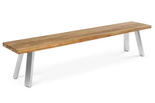 OUTFLEXX Gartenbank, Edelstahl/recyceltes FSC®-Teak, 220x40x45xm, A-Gestell, Rustikal Gebürstet -Gartenmoebel Verkaufs-Shop 1 18324.jpg