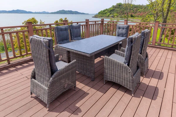 OUTFLEXX Dining Set, Grau, Polyrattan, Tisch 200 X 95 Cm, 6 Sessel, Verstellbar 3 OUTFLEXX Dining Set, Grau, Polyrattan, Tisch 200 X 95 Cm, 6 Sessel, Verstellbar