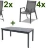HARTMAN Aruba Esstischgarnitur, Xerix, Alu/Textilene, Tisch 180/240x100cm, 4 Stapel-, 2 Multipositionssessel