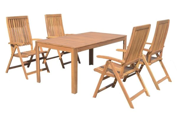 OUTFLEXX Esstischgarnitur, Natur, FSC-Akazienholz, Tisch 160 X 90 Cm, 4 Klappsessel 3 OUTFLEXX Esstischgarnitur, Natur, FSC-Akazienholz, Tisch 160 X 90 Cm, 4 Klappsessel