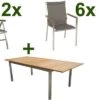 STERN Cardiff Esstischgruppe, Silber/taupe, Edelstahl/FSC-Teak, Tisch 200/300 X 100 Cm, 6 Stapel-, 2 Multipositionssessel 2 STERN Cardiff Esstischgruppe, Silber/taupe, Edelstahl/FSC-Teak, Tisch 200/300 X 100 Cm, 6 Stapel-, 2 Multipositionssessel -Gartenmoebel Verkaufs-Shop 1 19693.jpg