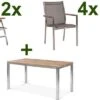 STERN Cardiff Esstischgruppe, Silber/silbergrau, Edelstahl/Teak, Tisch 150 X 80 Cm, 4 Stapel-, 2 Multipositionssessel -Gartenmoebel Verkaufs-Shop 1 19773.jpg
