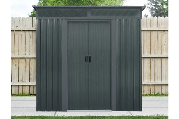 OUTTECH Gerätehaus, Anthrazit, Stahl, 194x238x203cm, Schiebetüren Und Fenster 6 OUTTECH Gerätehaus, Anthrazit, Stahl, 194x238x203cm, Schiebetüren Und Fenster – Bild 4