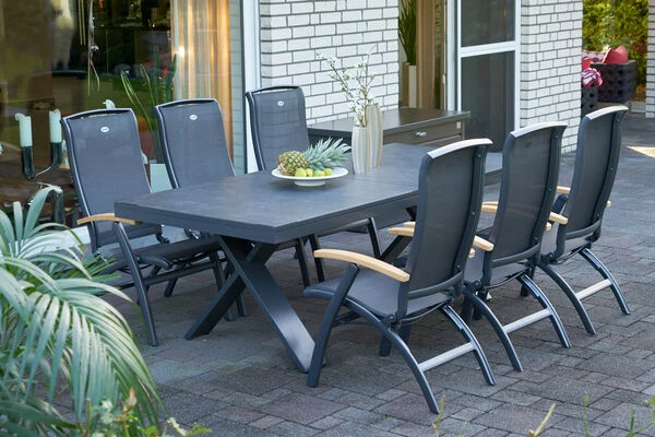 HARTMAN Sondermodell Xanadu/Da Vinci Sitzgruppe, Xerix/anthrazit, Alu/Glaskeramik, 6 Multipos, 220/280x100cm 3 HARTMAN Sondermodell Xanadu/Da Vinci Sitzgruppe, Xerix/anthrazit, Alu/Glaskeramik, 6 Multipos, 220/280x100cm