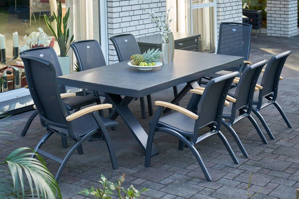 HARTMAN Sondermodell Xanadu / Da Vinci Sitzgruppe, Xerix/anthrazit, Alu/Glaskeramik, 6 Diningsessel, 2 Multipos, 220/280x100cm 3 HARTMAN Sondermodell Xanadu / Da Vinci Sitzgruppe, Xerix/anthrazit, Alu/Glaskeramik, 6 Diningsessel, 2 Multipos, 220/280x100cm