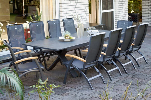 HARTMAN Sondermodell Xanadu / Da Vinci Sitzgruppe, Xerix/anthrazit, Alu/Glaskeramik, 2 Diningsessel, 8 Multipos, 220/280x100cm 3 HARTMAN Sondermodell Xanadu / Da Vinci Sitzgruppe, Xerix/anthrazit, Alu/Glaskeramik, 2 Diningsessel, 8 Multipos, 220/280x100cm