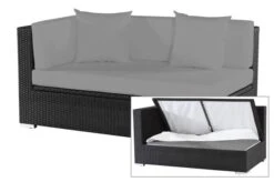 OUTFLEXX 2-Sitzer Ecksofa, Schwarz, Polyrattan, 145x85x70cm, Armlehne Rechts, Wasserfeste Kissenbox