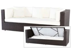 OUTFLEXX 3-Sitzer Sofa, Braun, Polyrattan,210x85x70cm, Inkl. Polster + Wasserfeste Kissenbox