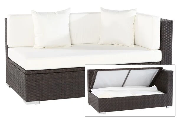 OUTFLEXX 2-Sitzer Ecksofa, Braun, Polyrattan, 145x85x70cm, Armlehne Li, Inkl. Kissen, Wasserfeste Kissenbox 3 OUTFLEXX 2-Sitzer Ecksofa, Braun, Polyrattan, 145x85x70cm, Armlehne Li, Inkl. Kissen, Wasserfeste Kissenbox