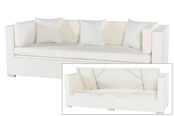OUTFLEXX 3-Sitzer Sofa, Weiß, Polyrattan, Inkl. Polster Und Wasserfeste Kissenbox 3 OUTFLEXX 3-Sitzer Sofa, Weiß, Polyrattan, Inkl. Polster Und Wasserfeste Kissenbox