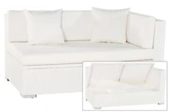 OUTFLEXX 2-Sitzer Ecksofa, Weiß, Polyrattan, 145x85x70cm, Armlehne Li, Inkl. Polster, Wasserfeste Kissenbox