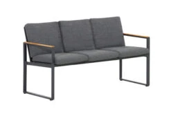 OUTFLEXX Alexander Bank, Mattgrau, Alu/Teak, 154x55x75 Cm, Mit Armlehnen, Inkl. Polster
