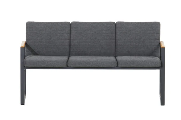 OUTFLEXX Alexander Bank, Mattgrau, Alu/Teak, 154x55x75 Cm, Mit Armlehnen, Inkl. Polster 4 OUTFLEXX Alexander Bank, Mattgrau, Alu/Teak, 154x55x75 Cm, Mit Armlehnen, Inkl. Polster – Bild 2