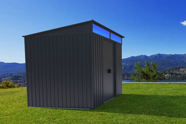 OUTTECH Gerätehaus, Anthrazit, Stahl, 194x238x203cm, Schiebetüren Und Fenster 4 OUTTECH Gerätehaus, Anthrazit, Stahl, 194x238x203cm, Schiebetüren Und Fenster – Bild 2