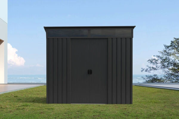 OUTTECH Gerätehaus, Anthrazit, Stahl, 194x238x203cm, Schiebetüren Und Fenster 3 OUTTECH Gerätehaus, Anthrazit, Stahl, 194x238x203cm, Schiebetüren Und Fenster