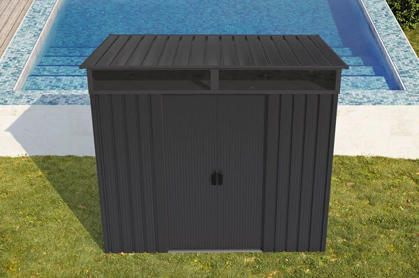 OUTTECH Gerätehaus, Anthrazit, Stahl, 194x238x203cm, Schiebetüren Und Fenster 5 OUTTECH Gerätehaus, Anthrazit, Stahl, 194x238x203cm, Schiebetüren Und Fenster – Bild 3