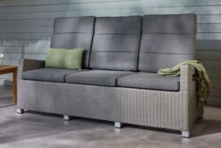 Ploß Vigo Comfort 3-Sitzer Speise-/Lounge-Sofa, Stahlgrau-meliert, Polyrattan, 210x84x110cm, Verstellbar