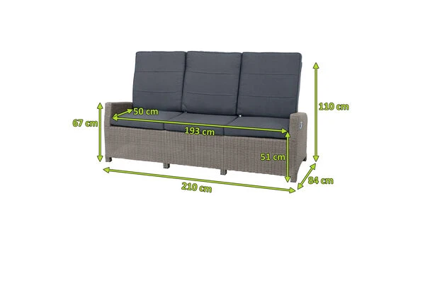 Ploß Vigo Comfort 3-Sitzer Speise-/Lounge-Sofa, Stahlgrau-meliert, Polyrattan, 210x84x110cm, Verstellbar 7 Ploß Vigo Comfort 3-Sitzer Speise-/Lounge-Sofa, Stahlgrau-meliert, Polyrattan, 210x84x110cm, Verstellbar – Bild 5