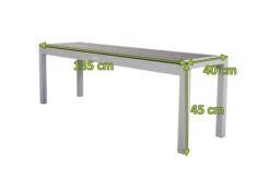 VILLANA Bank, Silber, Alu/Holzimitat, 135x40x45 Cm, Für Bis Zu 3 Personen 11 VILLANA Bank, Silber, Alu/Holzimitat, 135x40x45 Cm, Für Bis Zu 3 Personen -Gartenmoebel Verkaufs-Shop 21645 mass.jpg